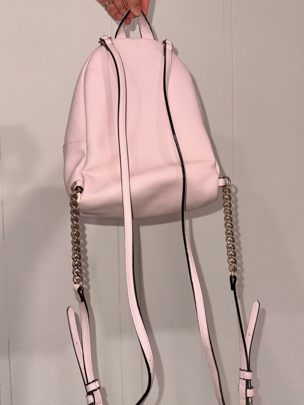 Victoria's Secret Pale Pink Quilted Mini Backpack with Gold Chain - Picture 2 of 3
